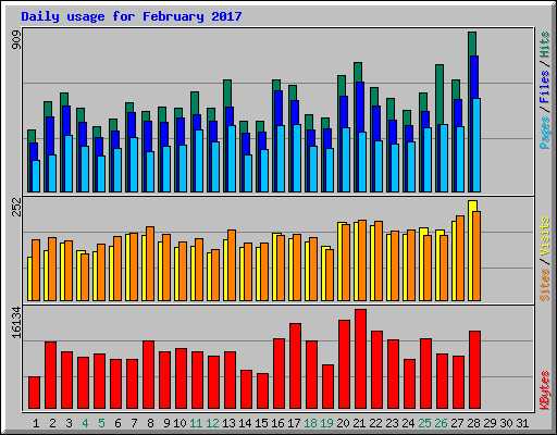 Daily usage for February 2017