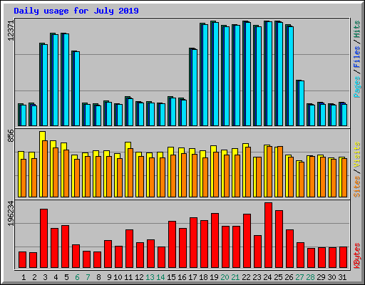 Daily usage for July 2019