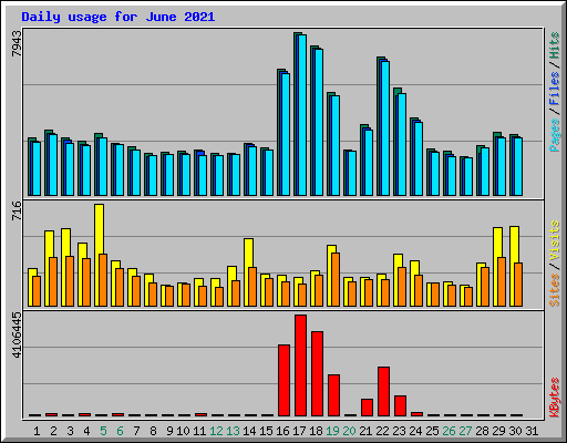 Daily usage for June 2021