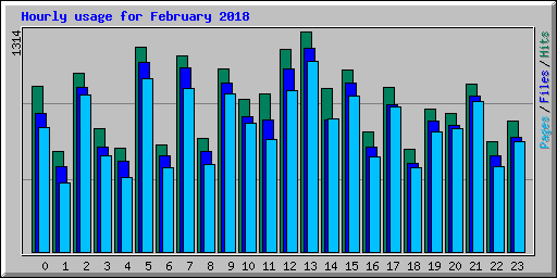 Hourly usage for February 2018